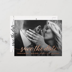 ROSE Gold foil Save the date Photo Wedding Modern Foil Invitation Postcard