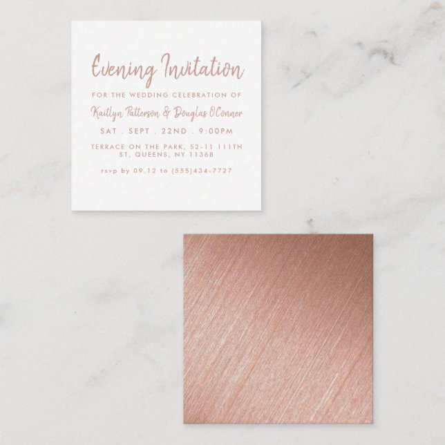 Rose Gold Foil & Script Evening Event Ticket (Front/Back)