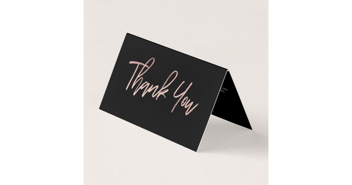 Rose Gold Foil Script Logo Business Thank You Card | Zazzle
