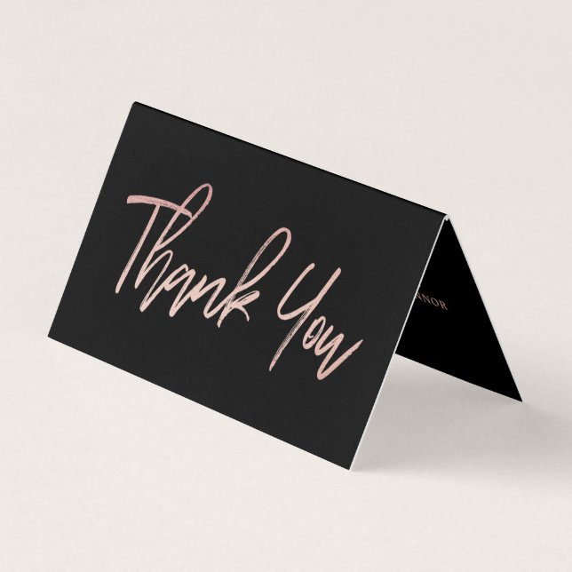 Rose Gold Foil Script Wedding Thank You Card (Front)