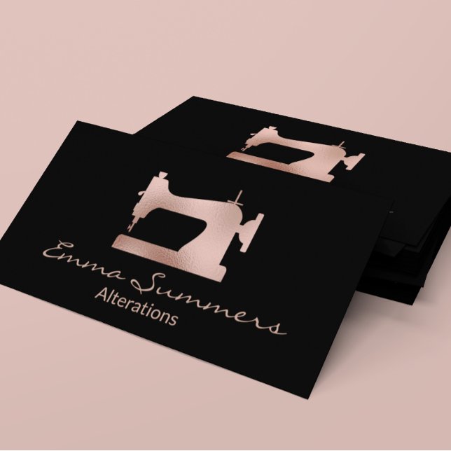 Rose Gold Foil Sewing Machine Alterations Business Card (Creator Uploaded)