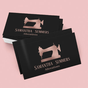Black gold sewing machina floral business card template printable – Pink  the Cat