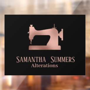 Rose Gold Foil Sewing Machine Alterations Tailor Window Cling