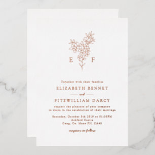 Rose Gold Foil Simple Cherry Blossom Monogram