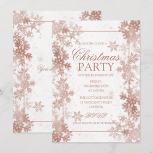 Rose Gold Foil Snowflakes Christmas Party Invitation