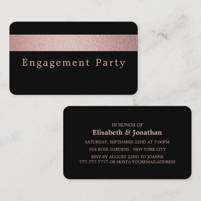 Rose Gold Foil Stripe, Engagement Party Ticket (Front/Back)