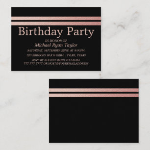 Rose Gold Foil Stripes Birthday Party Ticket