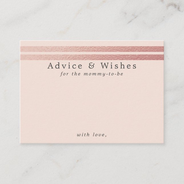 Rose Gold Foil Stripes | Blush Pink Advice Cards (Front)