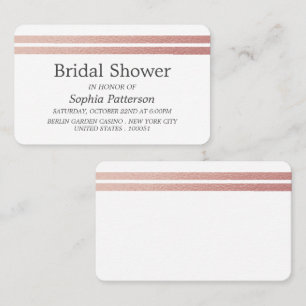 Rose Gold Foil Stripes Bridal Shower Ticket Invite