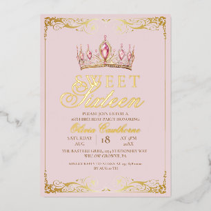  Rose Gold Foil Sweet 16 Elegant Birthday