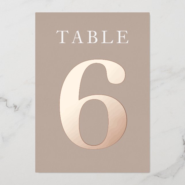 Rose Gold Foil Table Number (Front)