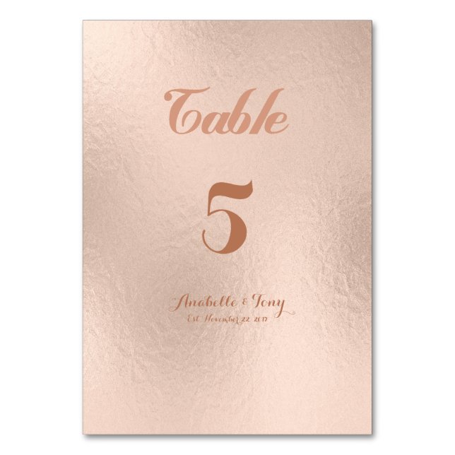 Rose Gold Foil Table Numbers (Front)
