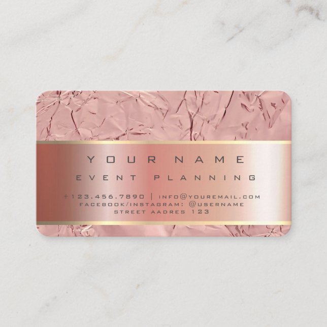 Rose Gold Foil Texture Foil Metal Pink Business Card (Front)