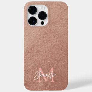 Rose Gold Foil Texture Photo Monogram Case-Mate iPhone 14 Pro Max Case