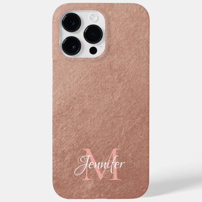 Rose Gold Foil Texture Photo Monogram Case-Mate iPhone Case (Back)