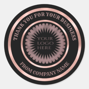 Rose gold foil thank you business custom logo classic round sticker