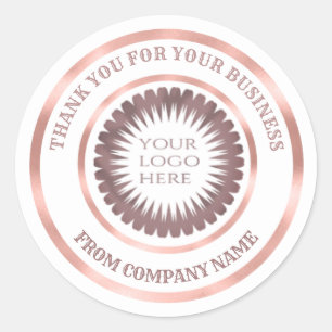 Rose gold foil  thank you business custom logo classic round sticker