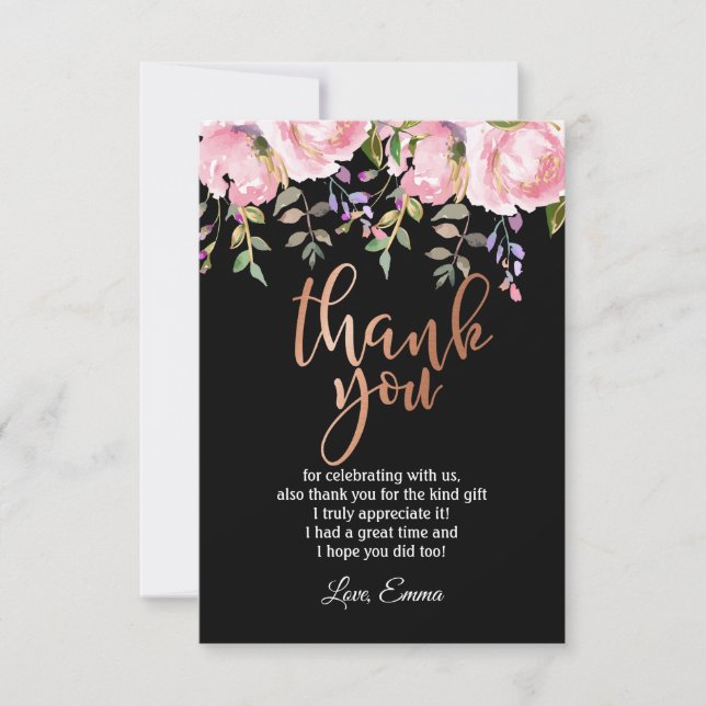 Rose Gold Foil ,  thank you card (Front)