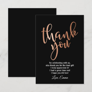 Rose Gold Foil , thank you card