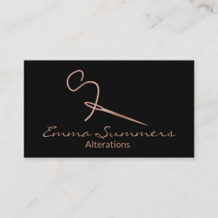 Rose Gold Foil Thread Needle Sew Alterations Business Card