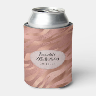 Rose Gold Foil Tiger Stripes Can Cooler