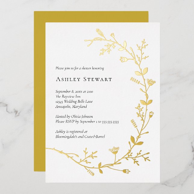 Rose Gold Foil Vine Scroll Bridal Shower (Front/Back)