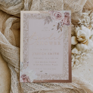 Rose Gold Foil Vintage Blush Floral Bridal Shower