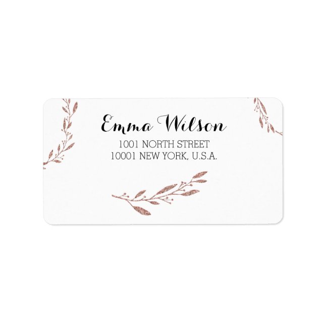 Rose Gold Foil Wedding Address Labels Floral (Front)