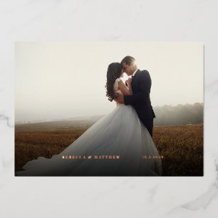 Rose Gold Foil Wedding Day Photo Thank You Card