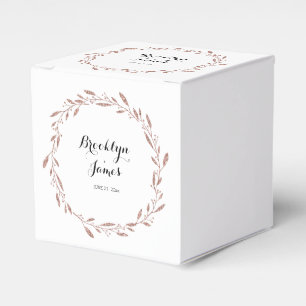 Rose Gold Foil Wedding Favour Boxes Floral Wreath