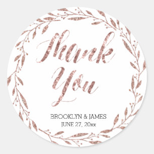 Rose Gold Foil Wedding Stickers Round Wreath