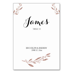 Rose Gold Foil Wedding Table Place Cards Floral