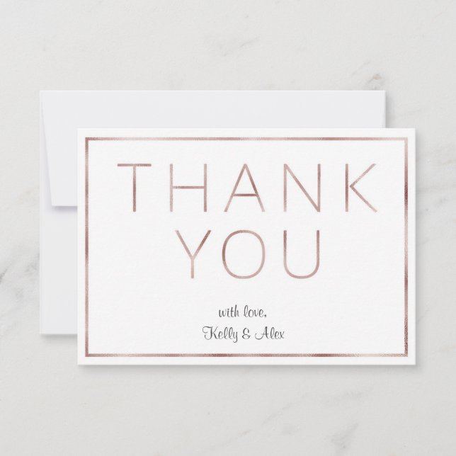 Rose Gold Foil Wedding Thank You Card (Front)