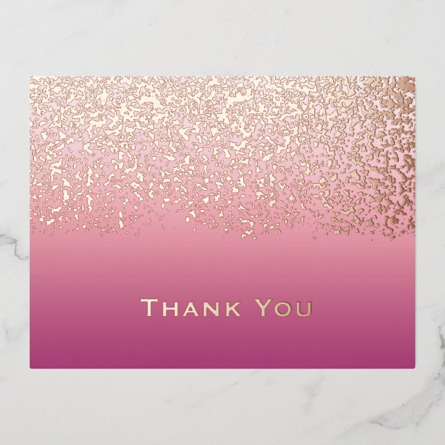 Rose Gold Foil Wedding Thank You  Foil Holiday Postcard (Front)