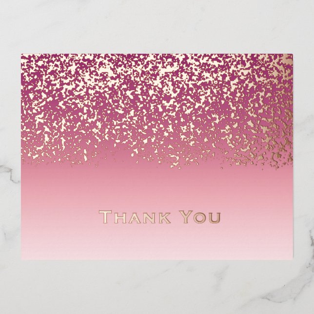 Rose Gold Foil Wedding Thank You  Foil Holiday Postcard (Front)