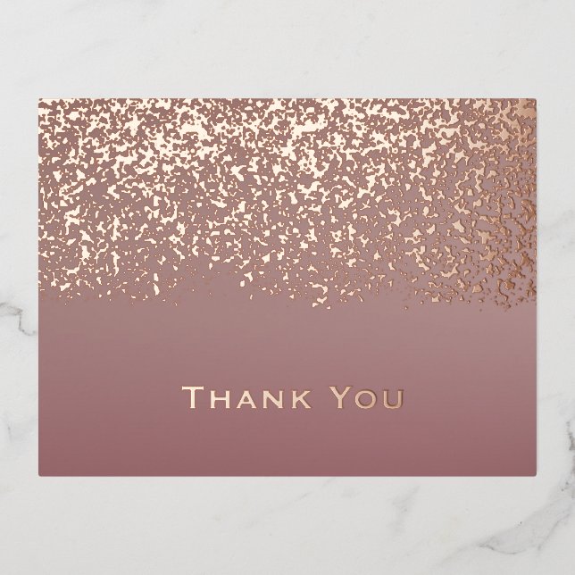 Rose Gold Foil Wedding Thank You  Foil Holiday Postcard (Front)