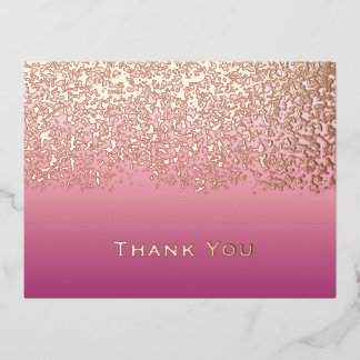 Rose Gold Foil Wedding Thank You Holiday Postcard