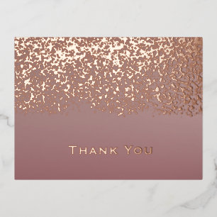 Rose Gold Foil Wedding Thank You Holiday Postcard