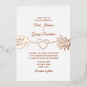 Rose Gold Foliage Wedding Foil Invitation