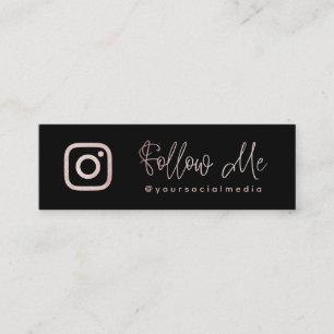 Rose Gold Follow Social Media QR Code  Mini Business Card
