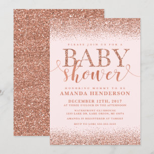 Rose Gold Fox Glitter Baby Shower Invitation