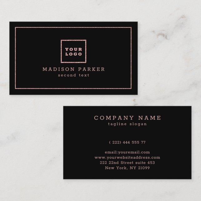 Rose Gold Frame Business Card (Front/Back)