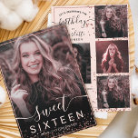 Rose gold frame confetti pink 5 photos sweet 16 invitation<br><div class="desc">A modern,  pretty pink rose gold geometric frame border with rose gold foil confetti with  soft pastel blush pink Sweet 16 birthday party invitation with 5 of your custom photo with glitter ombre pattern fading onto a pink background and a modern stylish script calligraphy.</div>
