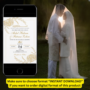 Rose Gold Frame Elegant White Paper Modern Nikah Invitation