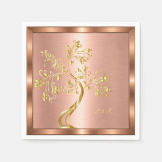 Rose Gold Frame Golden Tree Custom Napkin