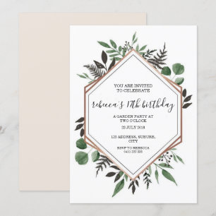 Rose Gold Framed Abstract Birthday Invitation