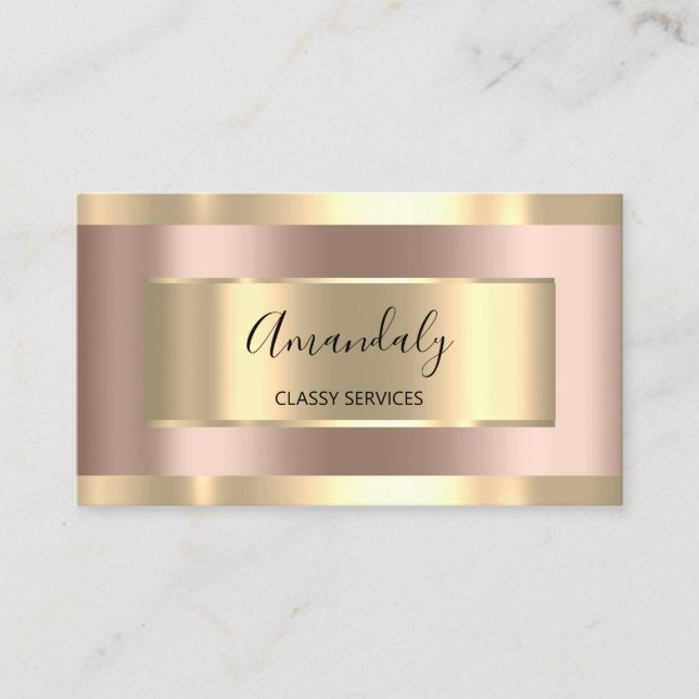 Rose  Gold Framed Elegant Professional Modern Business Card (Front)