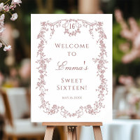 Rose Gold French Frame Sweet 16 Birthday Welcome 