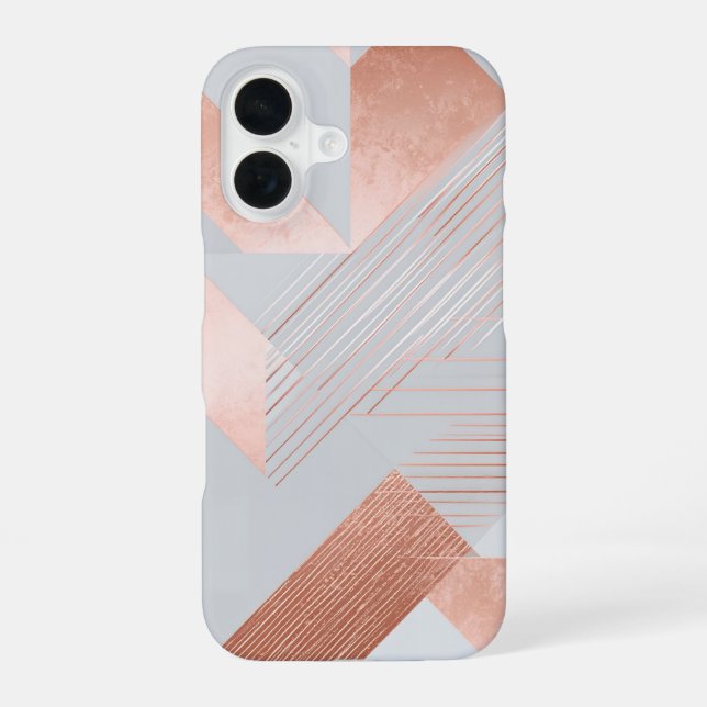Rose Gold Geometric Abstract Pattern iPhone 16 Case (Back)