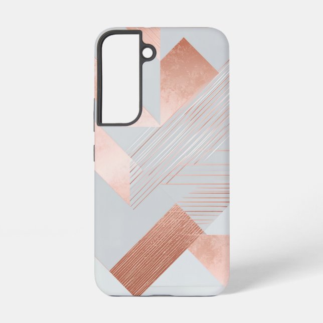 Rose Gold Geometric Abstract Pattern Samsung Galaxy S22 Case (Back)